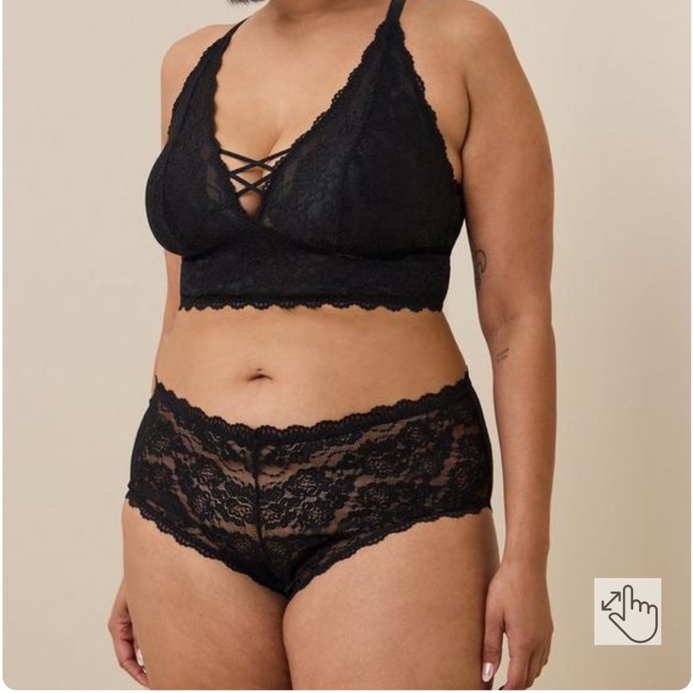 Torrid Size 1 Black Simply Lace High Leg Tanga With V-Waist NWT